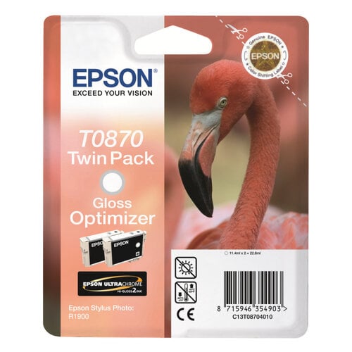 Epson T0870 Pacote com 2 cartuchos de tinta originais otimizador de brilho - C13T08704010 - Epson C13T08704010