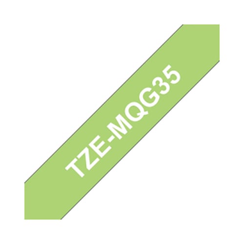 Fita Laminada 12mmx5mts Fundo Verde Lima / Texto Branco Mate - Brother BROTZEMQG35