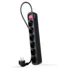 Faixa de proteção de nanocabo com 6 Shucks - Cabo de 1,40m - Interruptor liga/desliga - Cor preta - Nanocable 10.37.0006-BK