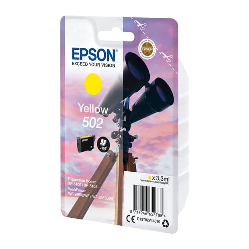 EPSON TINTEIRO AMARELO 502 XP5100/105 WF-2860DWF/865DWF C/ALARME - Epson C13T02V44020