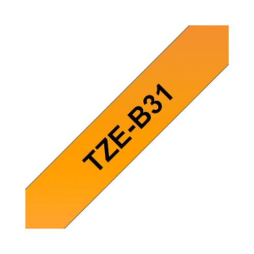 Fita Laminada 12mmx5mts Fluorescente Fundo Laranja / Texto Preto - Brother BROTZB31