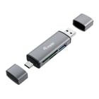 Leitor de cartões SD/MicroSD Equip até 2TB com conectores USB-A e USB-C - Caixa em alumínio - Equip 245460