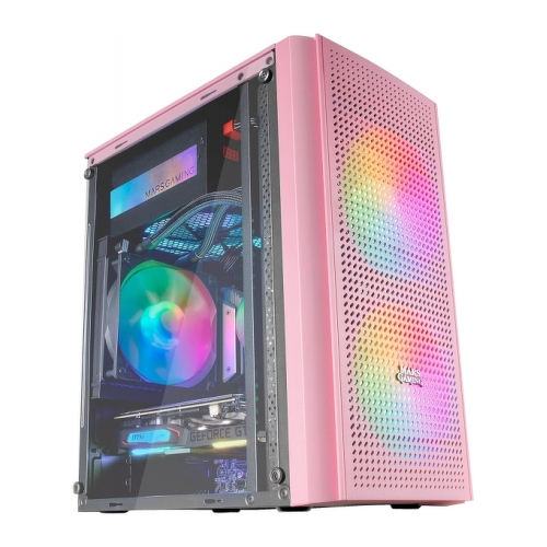 Mars Gaming MC300 Caja Gaming Compacta - Ventana Cristal Templado - 3 Ventiladores FRGB - Rejilla Frontal TOTAL-MESH - Soporte Micro-ATX/Mini-ITX - Iluminacion RGB - Color Rosa - Mars Gaming 294722