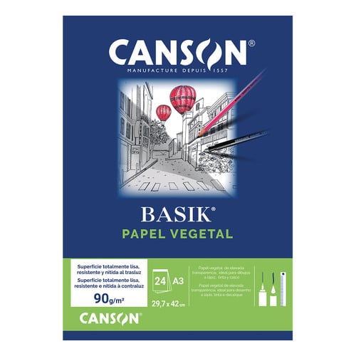 Papel Vegetal A3 90g Canson Bloco 24Fls - Canson 1834712