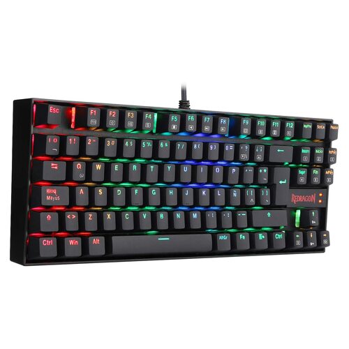 Teclado mecânico para jogos Redragon Kumara K552 TKL USB - Iluminação RGB - Teclas vermelhas Outemu - Antighosting - Cabo de 1,80 m - Redragon K552RGB-1R-SPS
