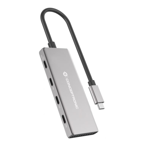 Conceptronic HUBBIES16G Hub USB 3.2 Gen 2 de 4 portas, 10 Gbps, 4 portas USB-C, USB PD de 100 W - Conceptronic HUBBIES16G