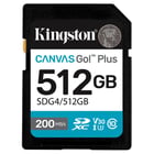 Cartão de Memória Kingston 512 GB SDXC Canvas Go Plus Gen4 200 MB/s C10 UHS-I U3 V30 - Kingston SDG4/512GB