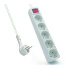 EWENT REGUA TOMADAS POWER STRIP 5 SOCKETS (SHUKO) 16A SHUKO FLAT PLUG WHITE - Ewent EW3955