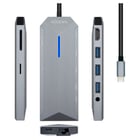 Aisens Dock 9 em 1 Hub USB-C 3.0 com 3x USB-A 3.0, 1x HDMI 1x RJ45, 1x PD 100W, 1x Áudio 3.5mm, 1x Leitor SD, 1x Leitor MicroSD - Caixa em alumínio - Cabo 0.15m - Aisens ASUC-9P001-GR