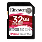 KINGSTON 32GB Canvas React Plus SDHC UHS-II 300R/260W U3 V90 for Full HD/4K/8K - Kingston SDR2/32GB