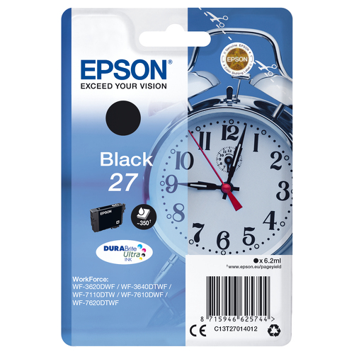Tinteiro EPSON 27 Preto + Alarme RF - WF36xx/7110/7210/76xx/77xx - Epson C13T27014022