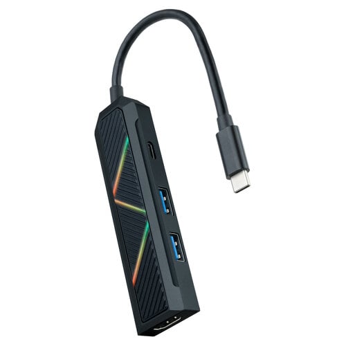 Concentrador 4 em 1 USB-C 3.0 Nanocable com 2x USB-A 3.0, 1x USB-C PD, 1x HDMI - Caixa de alumínio - Comprimento do cabo 0,15 m - Nanocable 10.16.0401