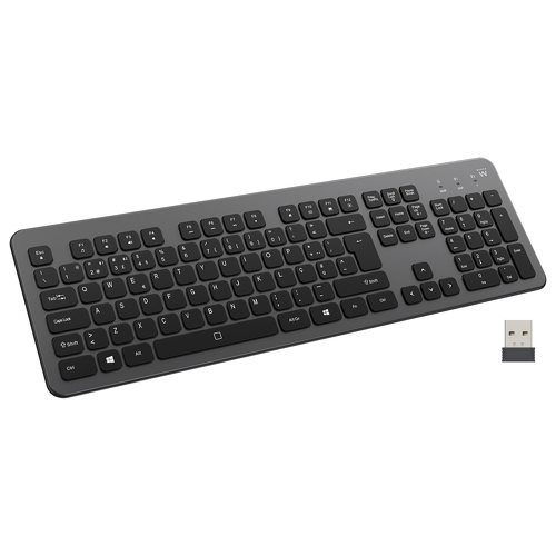 Ewent Teclado Wireless & Bluetooth Retroiluminado Recarregavel Dark Grey - Ewent EW3297