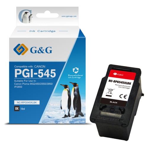 G&G Canon PG545XL Preto Cartucho de Tinta Compatível, - Muestra Nivel de Tinta15 ml - Tinteiro Compatível 8286B001/8287B001
