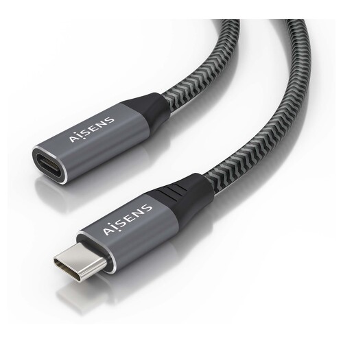 Aisens USB 3.2 GEN2x2 Alumínio 20Gbps 8K@30Hz 5A 100W - Tipo USB-C/M-USB-C/H - 0,5m - Cinzento - Aisens 261037