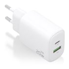 Carregador GaN da Aisens 20W - 1xUSB-C PD3.0 - 1xUSB-A QC3.0 - Cor Branco - Aisens 303467