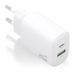 Carregador GaN da Aisens 20W - 1xUSB-C PD3.0 - 1xUSB-A QC3.0 - Cor Branco - Aisens 303467