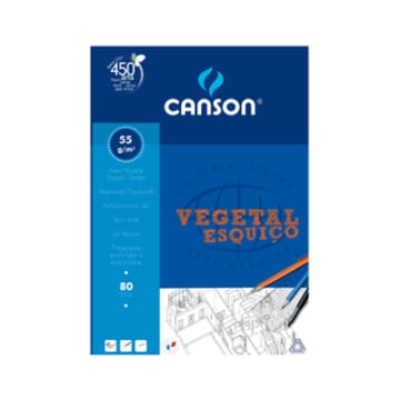 Papel Vegetal A4 55g Esquiço Canson Bloco 80Fls - Canson 1085629