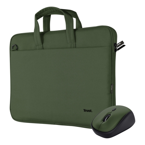 Mala ecológica para computador portátil de 16" + tempo de inutilização silencioso - Design reciclado - Compacta e leve - Vários compartimentos - Trust 250657