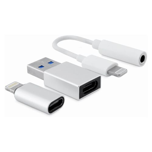 Kit Cabo Lightning + Adaptadores USB/USB-C Coolbox - Coolbox COO-CKIT-APPL