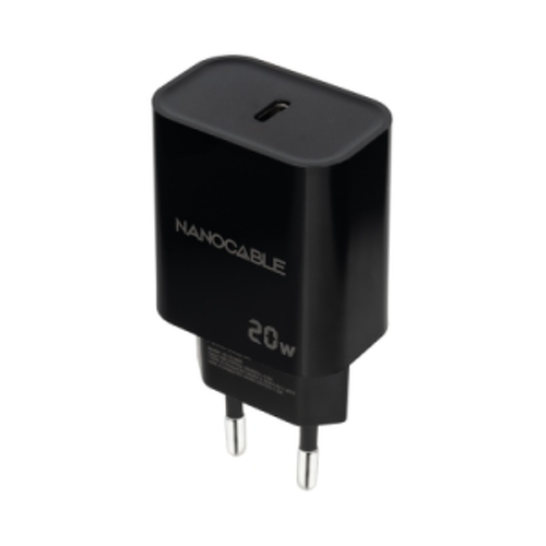 Nanocable Cargador de Pared USB-C/PD 20W - Color Negro - Nanocable 302332