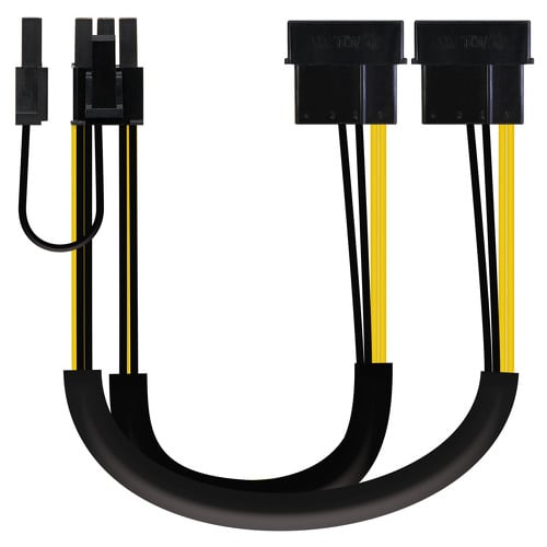 Cabo de alimentação nanocabo para placa gráfica 2x Molex 4 pinos macho para PCI-E Molex 6+2 pinos macho 0,20m - Nanocable 10.19.1201
