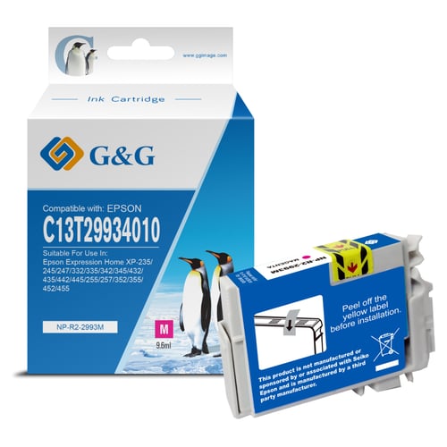G&G Epson T2993/T2983 (29XL) Magenta Cartucho de Tinta Compatível, 9.6 ml - Tinteiro Compatível C13T29934012/C13T29834012