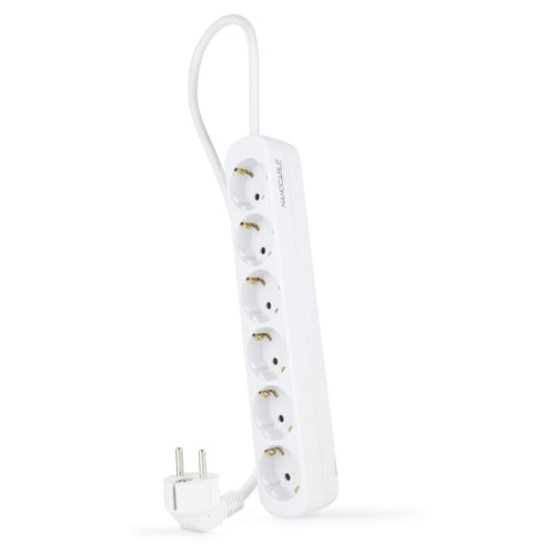 Bloco de distribuição de energia Nanocable 6 tomadas - 1.4m - Branco - Nanocable 233867
