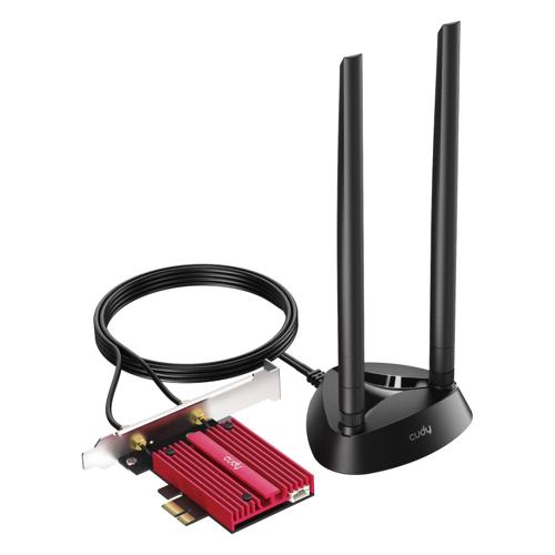 Adaptador de rede PCI-e Cudy WE4000 AX5400 WiFi 6 Tri-Band - Bluetooth 5.2 - 2 antenas externas - Cudy WE4000