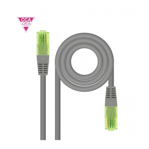 Cabo de Rede Nanocable Cat.6 UTP AWG26 CCA Patchcord - Comprimento 0,5m - Cor Cinzento - Nanocable 289937
