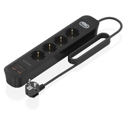 Aisens Ext Multi 4 Tomadas + Carregador PD3,0 20W 2xUSB-C 2xUSB-A 1,4M Preto - Aisens ASPS-2A2C13-BK