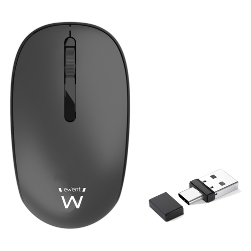 EWENT SILENT CLICK WIRELESS MOUSE WITH COMBO USB A+C RECEIVER AND PRECISION 1000 - Ewent EW3206