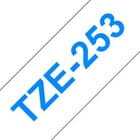 Fita laminada. Texto azul sobre fundo branco. Largura: 24 mm. Comprimento: 8 m - Brother TZe253