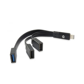Hubbys de extensão USB-C da Conceptronic para 2 portas USB-A 2.0 e 1 porta USB-A 3.0 - 2X 480Mbps 1X 5Gbps - Preto - Conceptronic HUBBIES01B