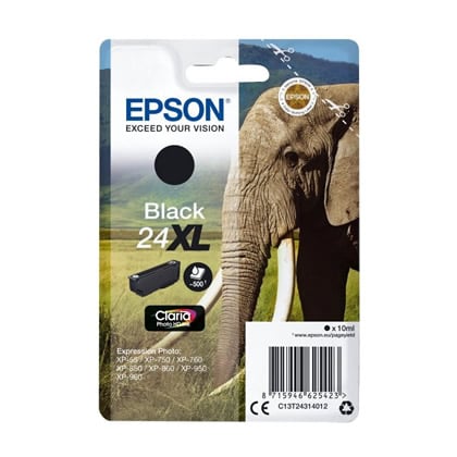 Epson Elephant Tinteiro Preto Série 24XL Elefante Tinta Claria Photo HD - Epson C13T24314010
