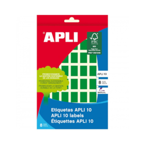 Etiquetas 012x018mm 8Fls A5 Verde Apli 448un - APLI APLZ2753
