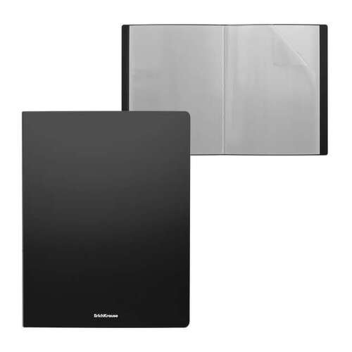 Erichkrause Pasta clássica mate com 30 bolsos - Tamanho A4 - Preto - ErichKrause 59189