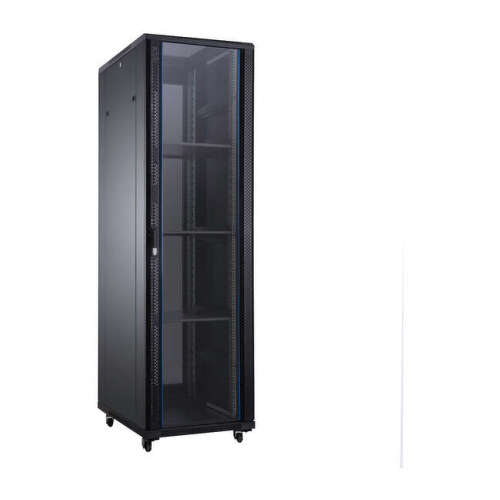 Aiten Data AI8842 Armário de chão 42U - Largura 800 - Profundidade 800 - Inclui 2 tabuleiros fixos - 4 ventoinhas 120mm - 1 base 8 tomadas - 2 fechos laterais - Rodas com travões - Cor preta - Aiten Data F80.88.42