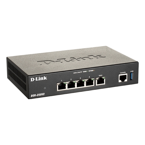 Router VPN de Serviços Unificados D-Link - 3 portas LAN - 1 porta WAN - 1 porta WAN/LAN, 2 portas USB 3.0 - D-Link DSR-250V2