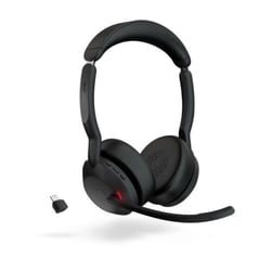 Fone de ouvido estéreo Jabra Evolve2 55 MS Link 380 com microfone - Bluetooth - USB-C - Cancelamento de ruído - Faixa de cabeça ajustável - Preto - Jabra 25599-899-999