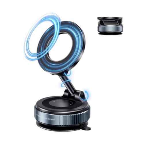 XO C169 Suporte magnético de automóvel para smartphones - Suporte de vácuo - Rotação de 360º - Braço extensível - Múltiplas superfícies - Botão de libertação - Anel metálico incluído - Cor preta - XO XOC169BK