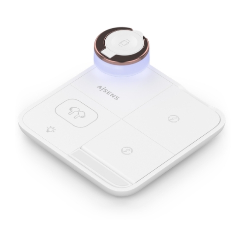 Carregador sem fios Aisens 15W - USB-C - Protocolo Qi - Telemóvel, Apple Watch e auscultadores - Proteção contra sobretensão, sobretemperatura e sobrecorrente - Cor branca - Aisens ASCH-15W4WC061-W