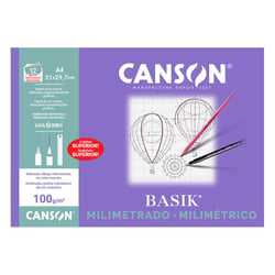 Papel Milimetrico 100gr A4 Canson Basik Minipack 12Fls - Canson 1831052