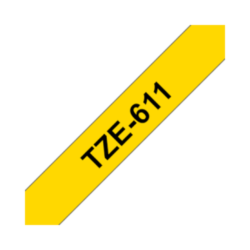 Fita Laminada 06mmx8mts Fundo Amarelo / Texto Preto - Brother BROTZ611