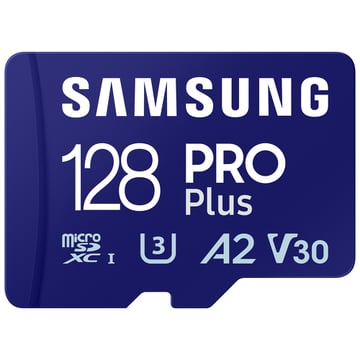 MicroSD SAMSUNG 128GB Pro Plus UHS-I SDHC U3 V30 A2 c/adaptador - Samsung MB-MD128SA/EU