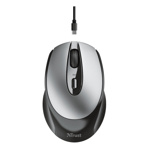 Trust Zaya Rato sem fios recarregável USB 1600dpi - 3 botões - Utilização ambidestra - Cinzento/Preto - Trust 23809