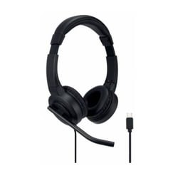 Auricular Kensington H1000 USB-C com microfone - Banda para a cabeça ajustável - Almofadas acolchoadas para os ouvidos - Controlos no cabo - Entrada do cabo de 1,80 m - Preto - Kensington K83450WWW - Kensington K83450WWWW