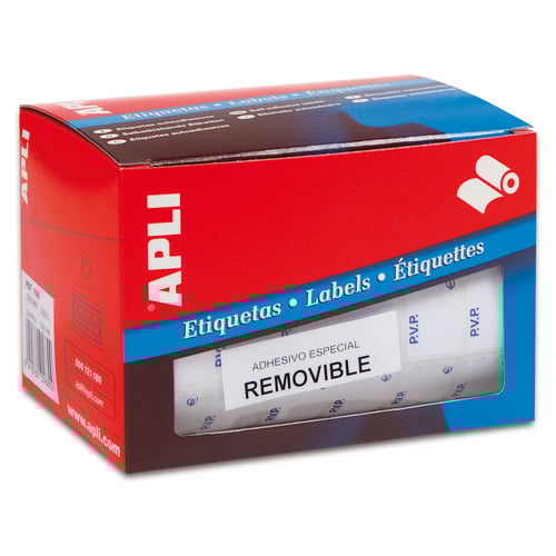 Apli Rolos de etiquetas brancas amovíveis PVP 16.0 x 22.0mm - APLI 207936