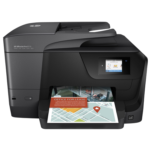HP OfficeJet 8715, Jato de tinta térmico, Impressão a cores, 4800 x 1200 DPI, A4, Impressão directa, Preto - HP J6X76A