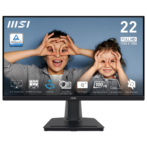 Monitor MSI PRO MP225 22"(21,45")FHD100Hz 1ms(MRPT) 250nits EyesErgo HDMI,D-Sub - MSI 9S6-3PC6CM-012